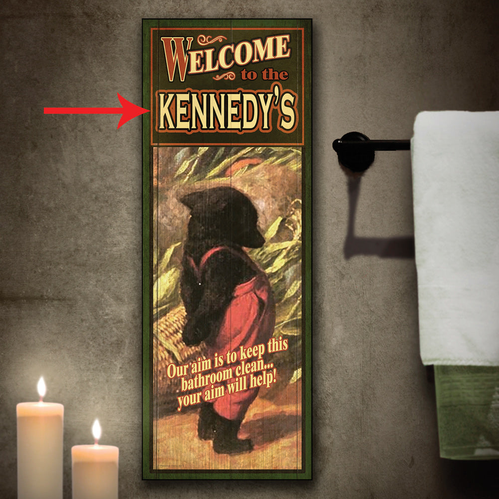 Personalized Bear Bathroom Wall Art - Small