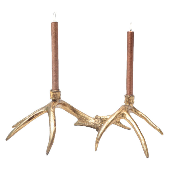 Gold Antler Candlesticks - Set of 2