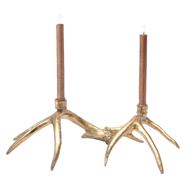 Gold Antler Candlesticks - Set of 2