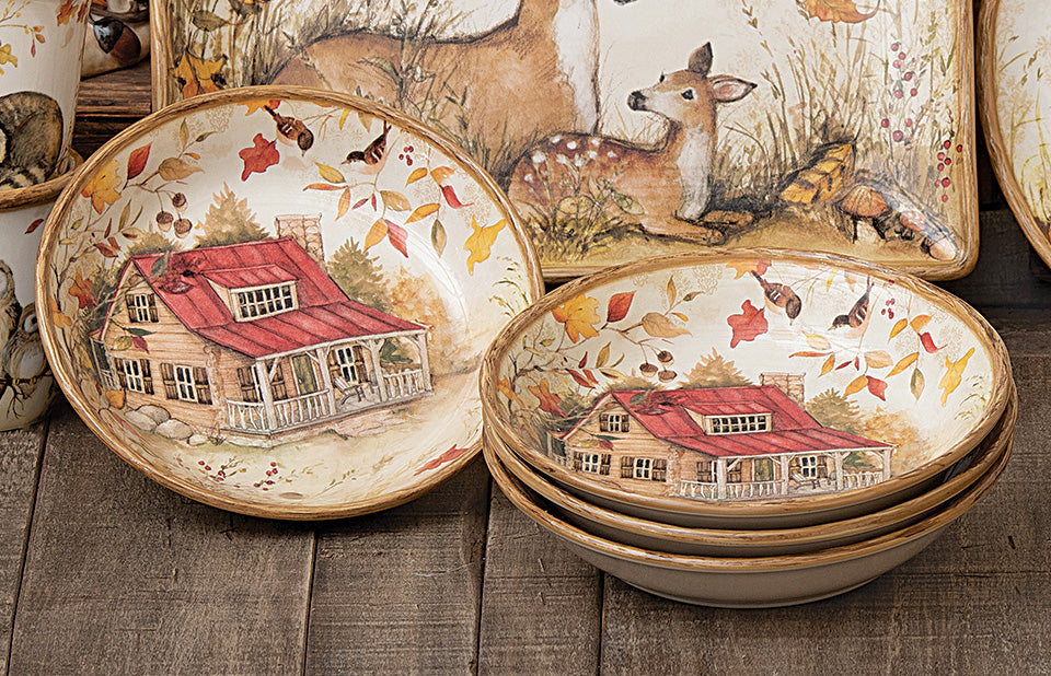 Autumn Wildlife Soup/Pasta Bowls - Set of 4