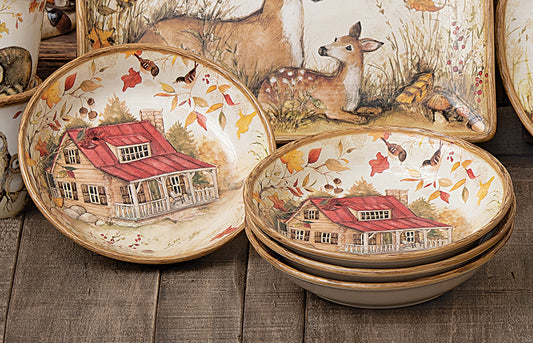 Autumn Wildlife Soup/Pasta Bowls - Set of 4 - OVERSTOCK