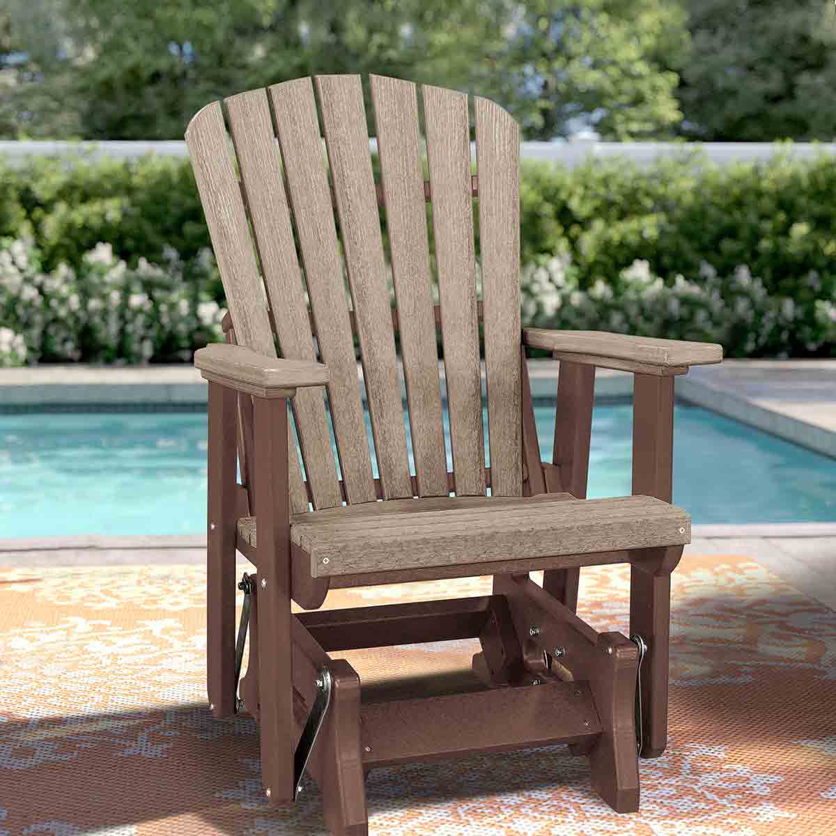 Kingston Adirondack Glider - Weatherwood & Tudor Brown