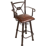 Coronado Swivel Barstool w/Arms - Steer Brands Antique Brown