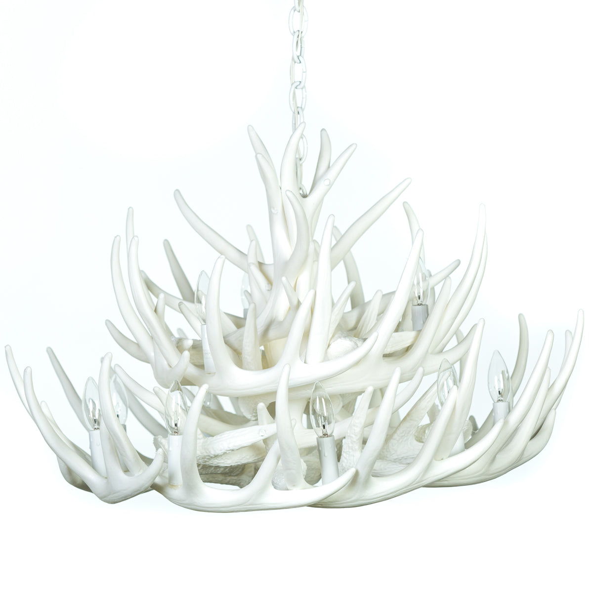 Whitetail Deer 21 Antler Cascade White Chandelier