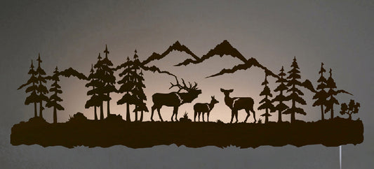 Elk Family Back Lit Wall Art