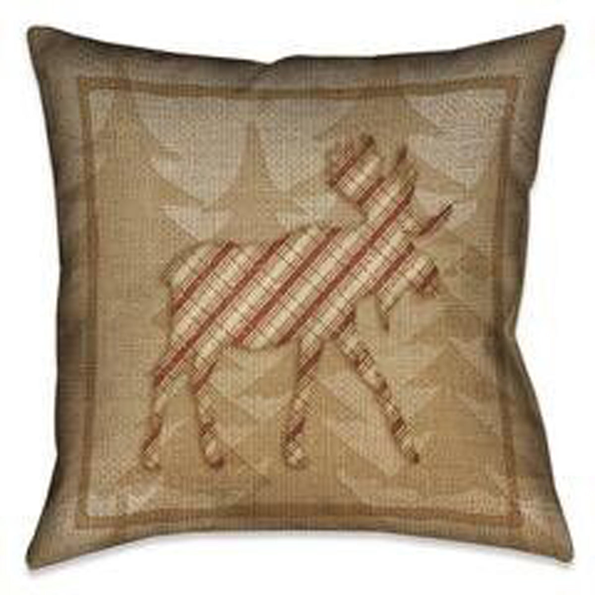 Plaid Patch Moose 18 x 18 Outdoor Pillow