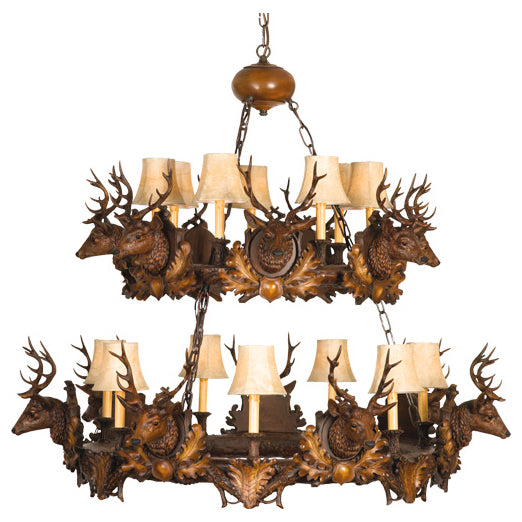 Small Stag Heads Two Tier Chandelier - Small