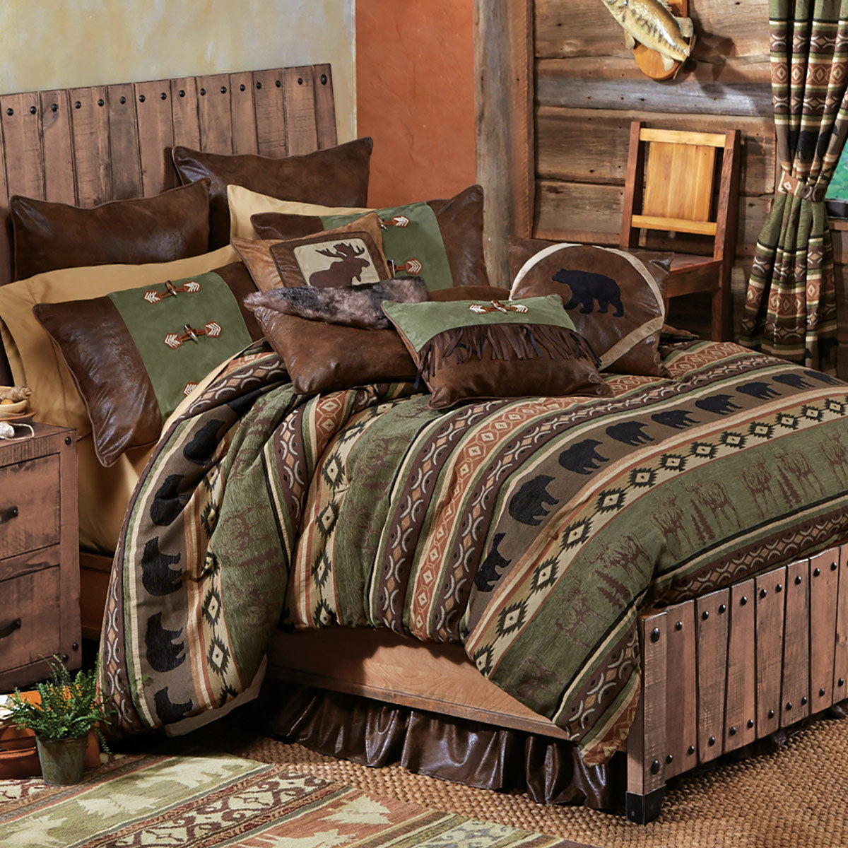 Timber Woods Moose & Bear Bed Set - King