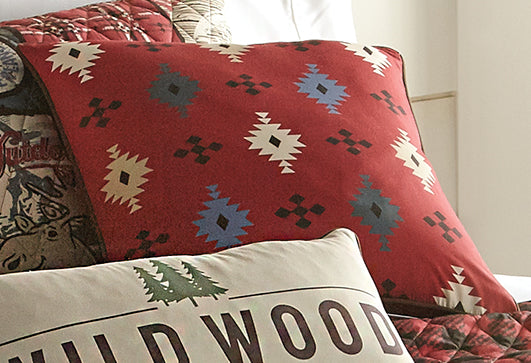 Crimson Sky Geometric Accent Pillow