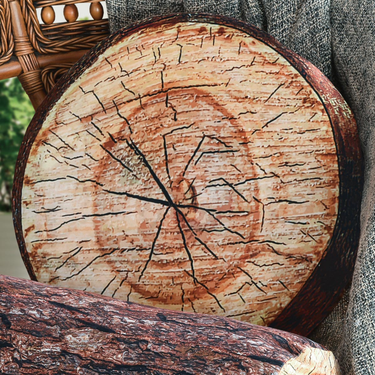 Log Tree Slice Round Pillow - CLEARANCE