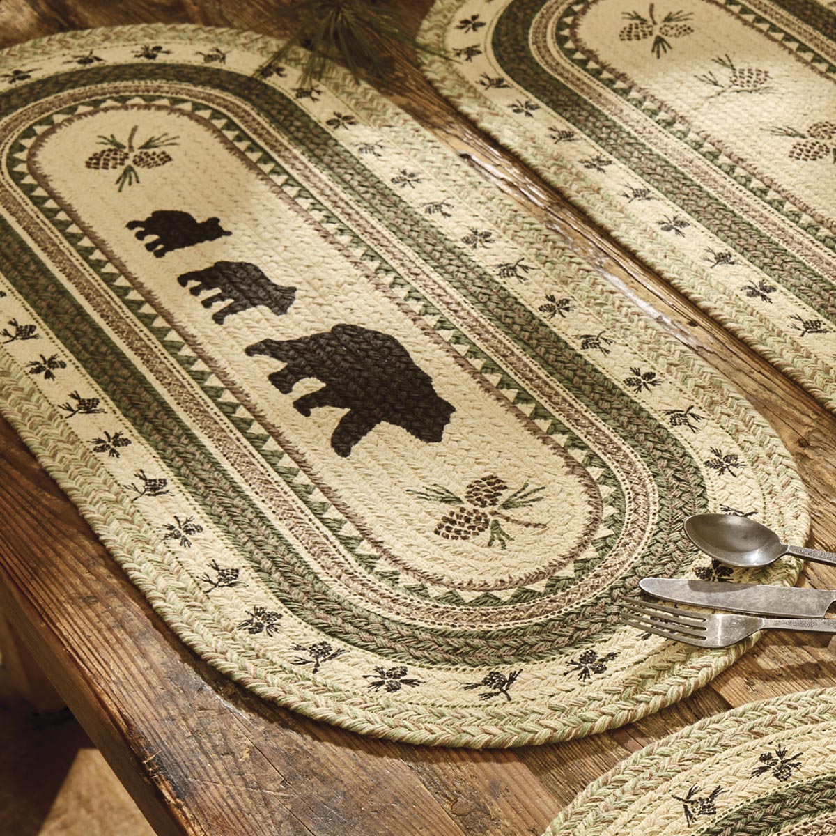 Wildlife Bear & Pinecones Table Runner - 36 Inch