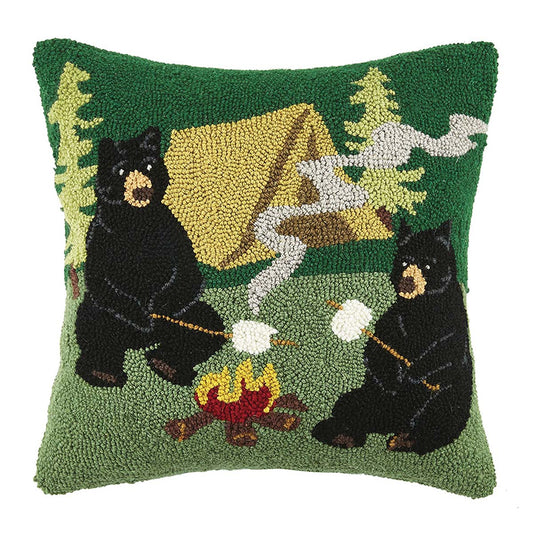 Bears Marshmallow Roast Hooked Pillow - OUT OF STOCK UNTIL 07/16/2026