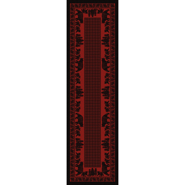 Big Sky Bear Family Red Rug - 2 x 8