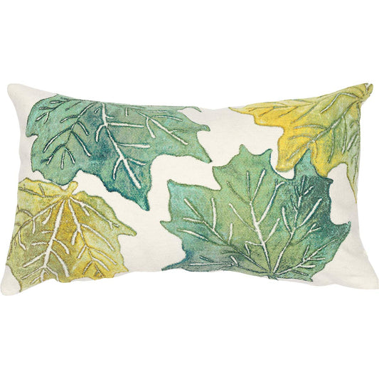 Falling Leaves Oblong Accent Pillow - White