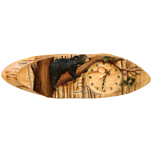 Carved Wood Bear Clock - OUT OF STOCK UNTIL 08/05/2026