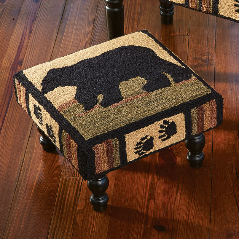 Black Bear Tracks Footstool