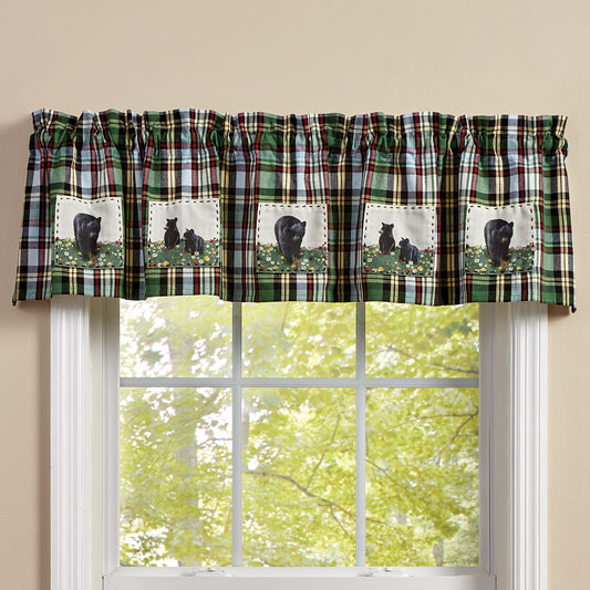 Bear Family Plaid Valance - OVERSTOCK