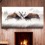 Red Stag Showdown Stretched Canvas