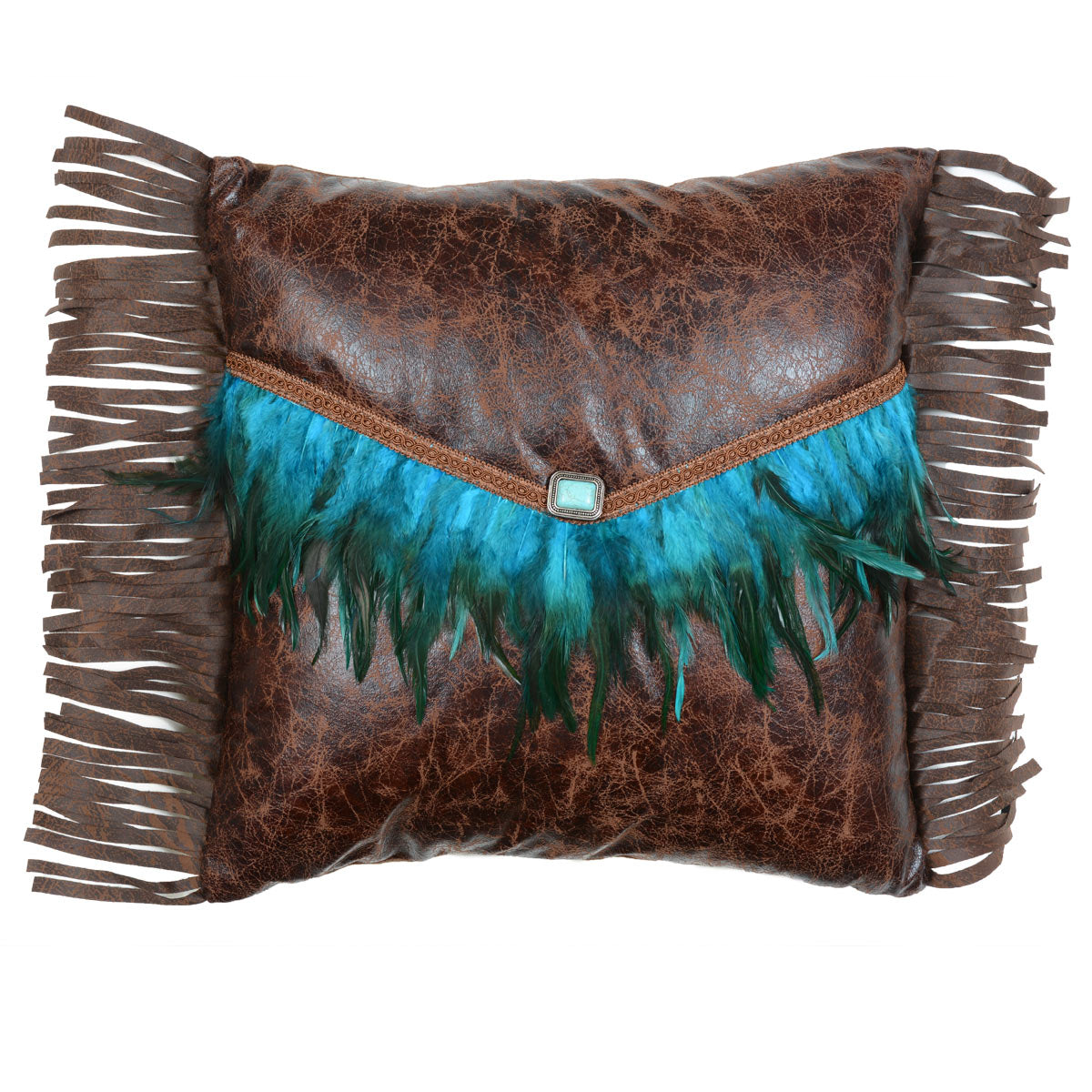 Turquoise Feather Envelope Pillow