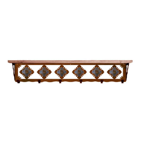 Unakite Stone 42 Inch Pine Hook Shelf