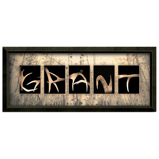 Personalized Antler Name Framed Canvas