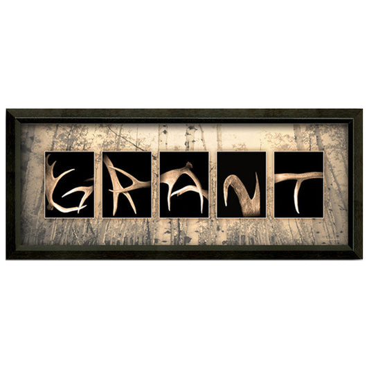 Personalized Antler Name Framed Canvas