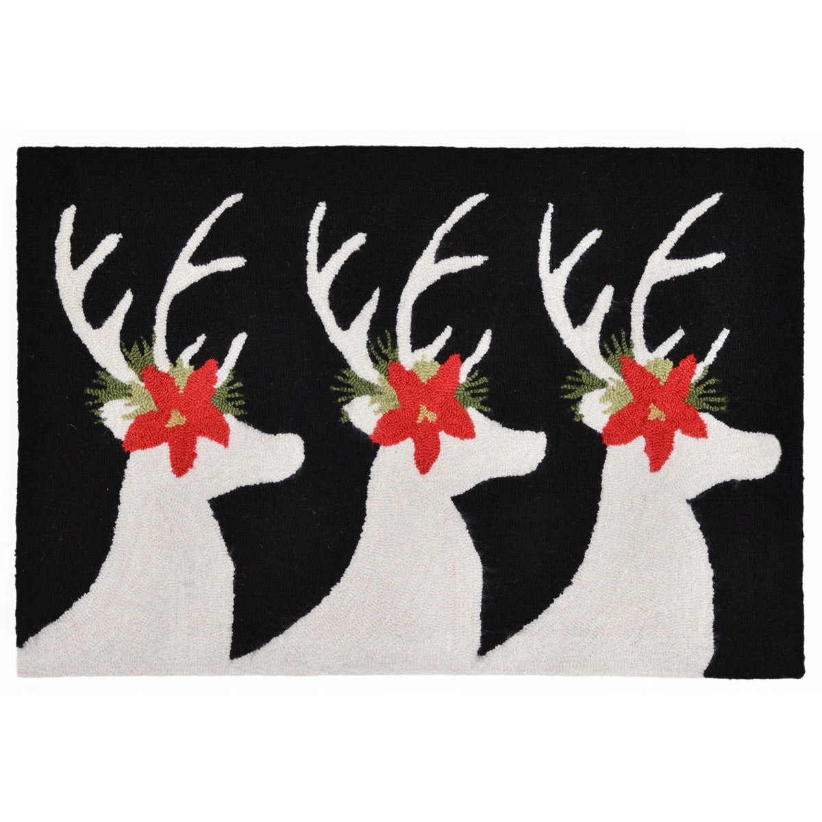 Poinsettia Reindeer Indoor/Outdoor Rug - 2 x 3