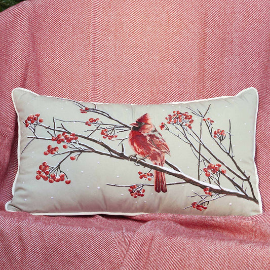 Berry Bright Cardinal Indoor/Outdoor Lumbar Pillow