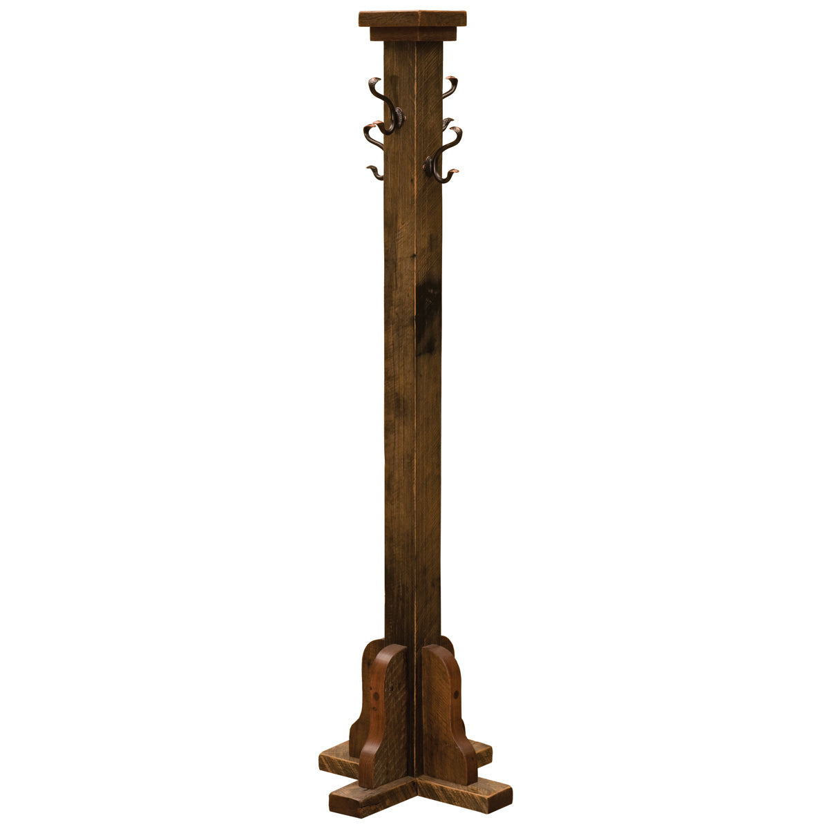 Barnwood Floor Coat Tree with Pegs
