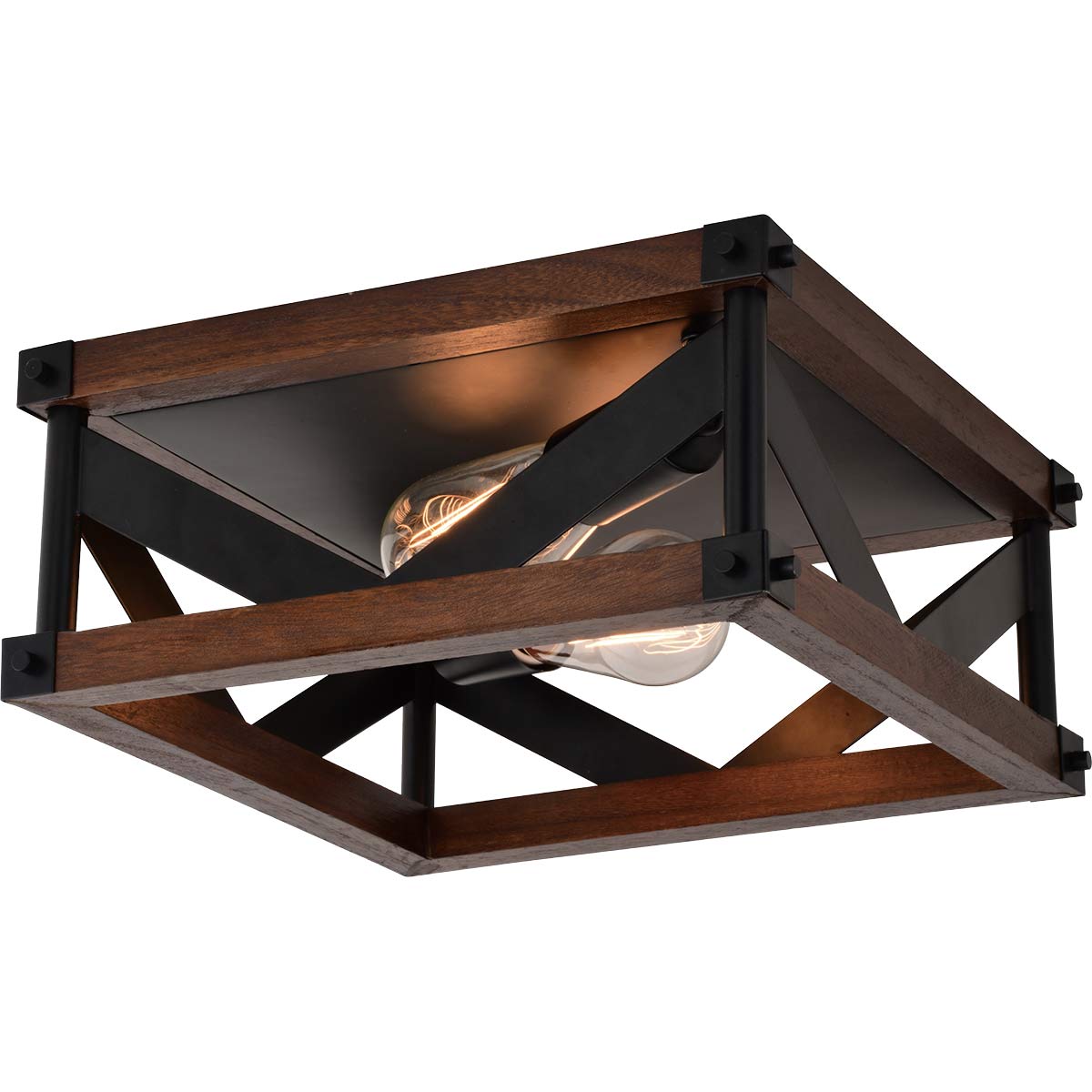 Lubbock Open Wood Cage Flush Mount Ceiling Light - OVERSTOCK