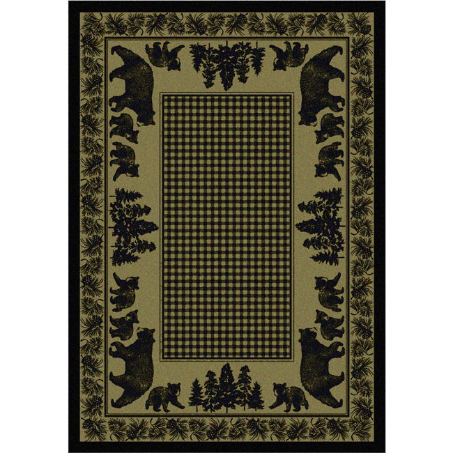Big Sky Bear Family Green Rug - 3 x 4