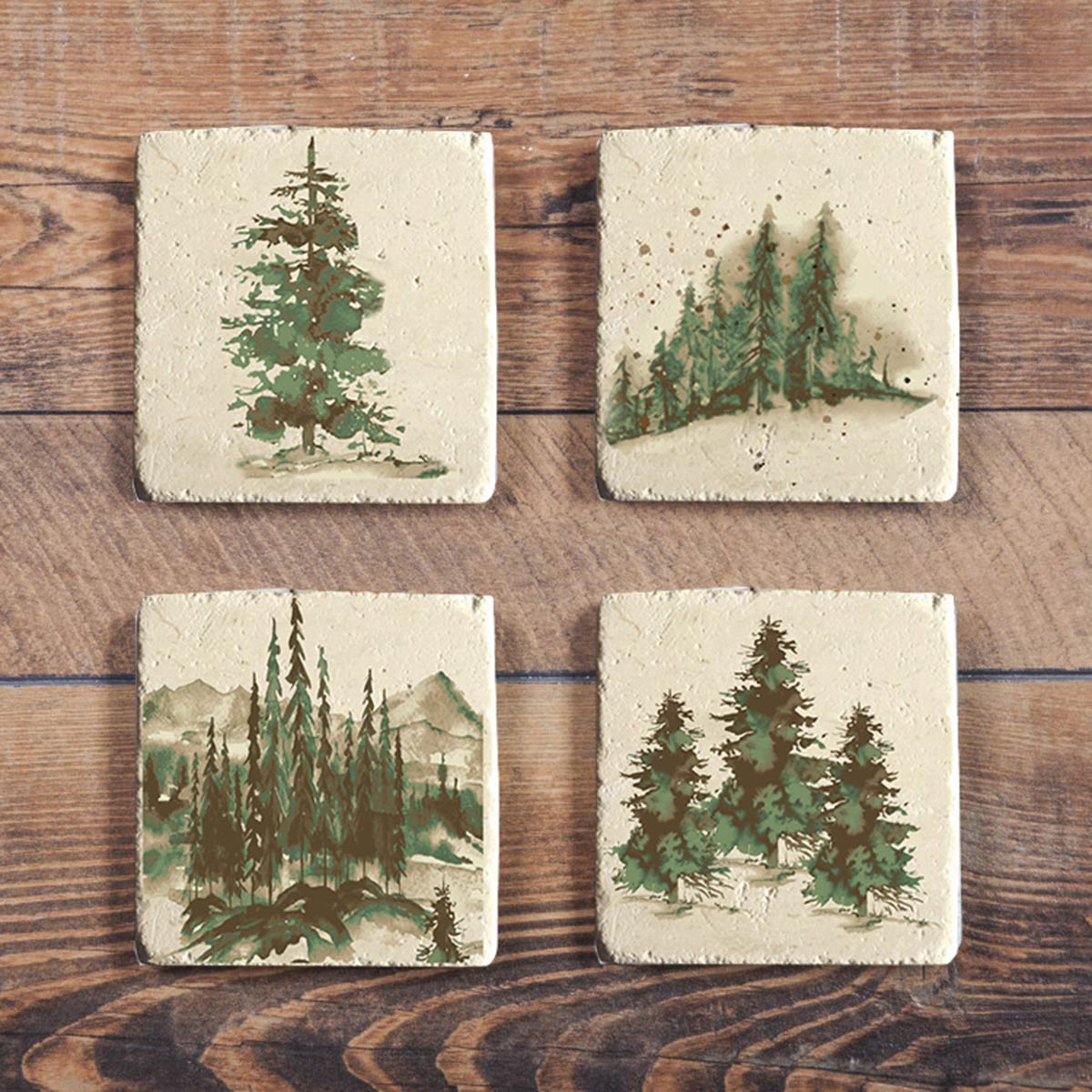 Mystic Evergreens Coasters - Set of 4