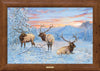 Wintry Elk Trio Framed Canvas