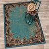 Western Stitched Turquoise Rug - 8 x 11