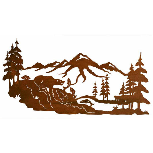 Fishing Bear Metal Wall Art