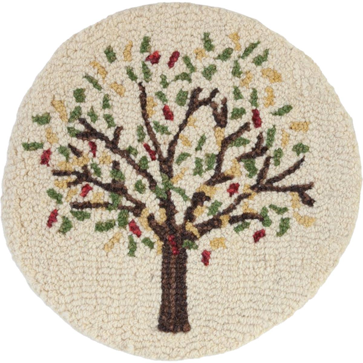 Autumn Tree Hooked Wool Chair Pad - Set of 2
