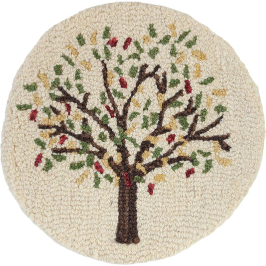 Autumn Tree Hooked Wool Chair Pad - Set of 2