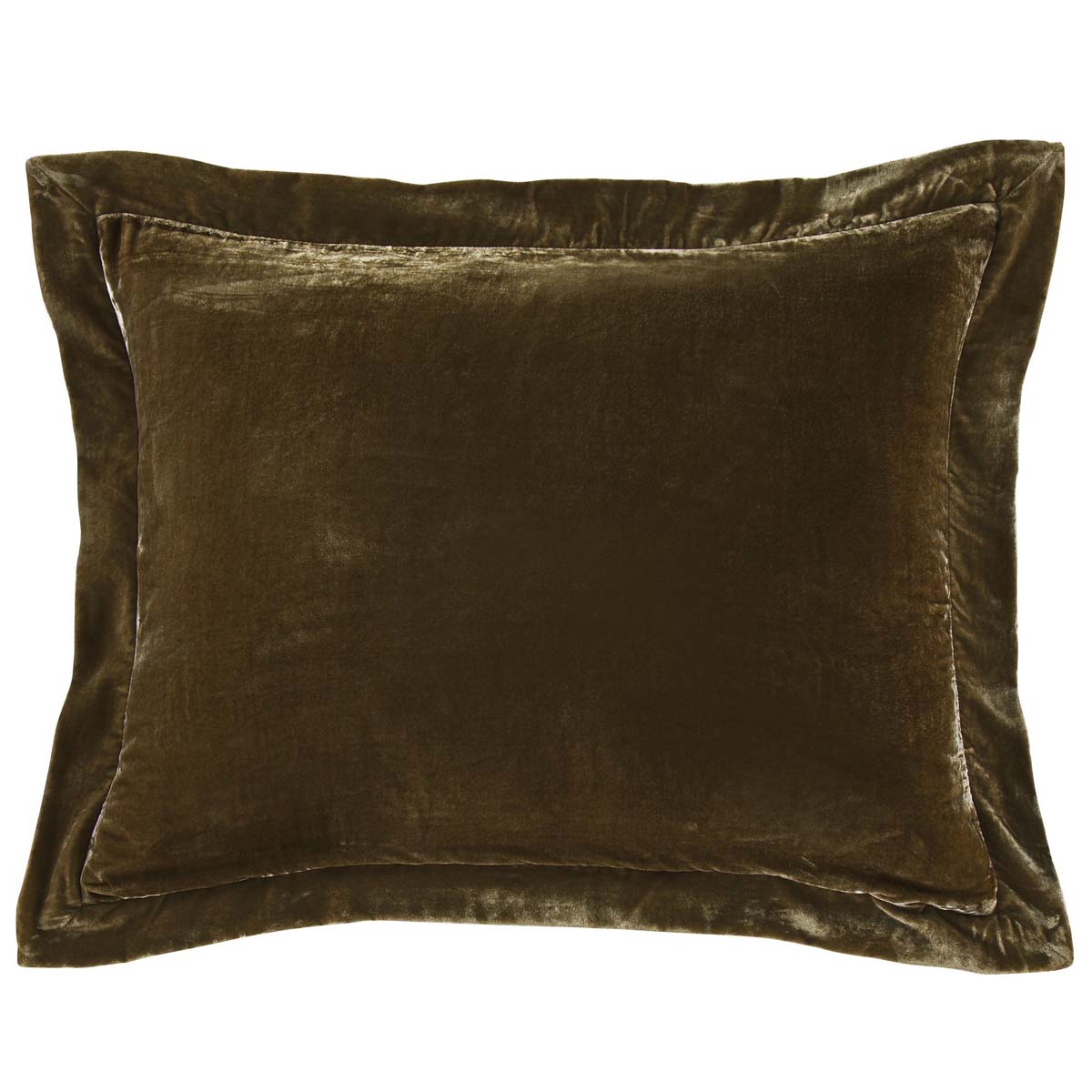 Leafy Green Velvet Flanged Euro Sham
