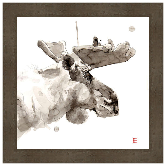 Watercolor Moose Framed Canvas