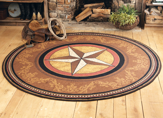 Rustic Star Rugs Entry Rug Gilded Star Rug - 8 Ft. Round | Black Forest Decor