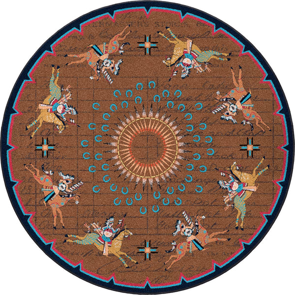 Battle Records Brown Rug - 8 Ft. Round