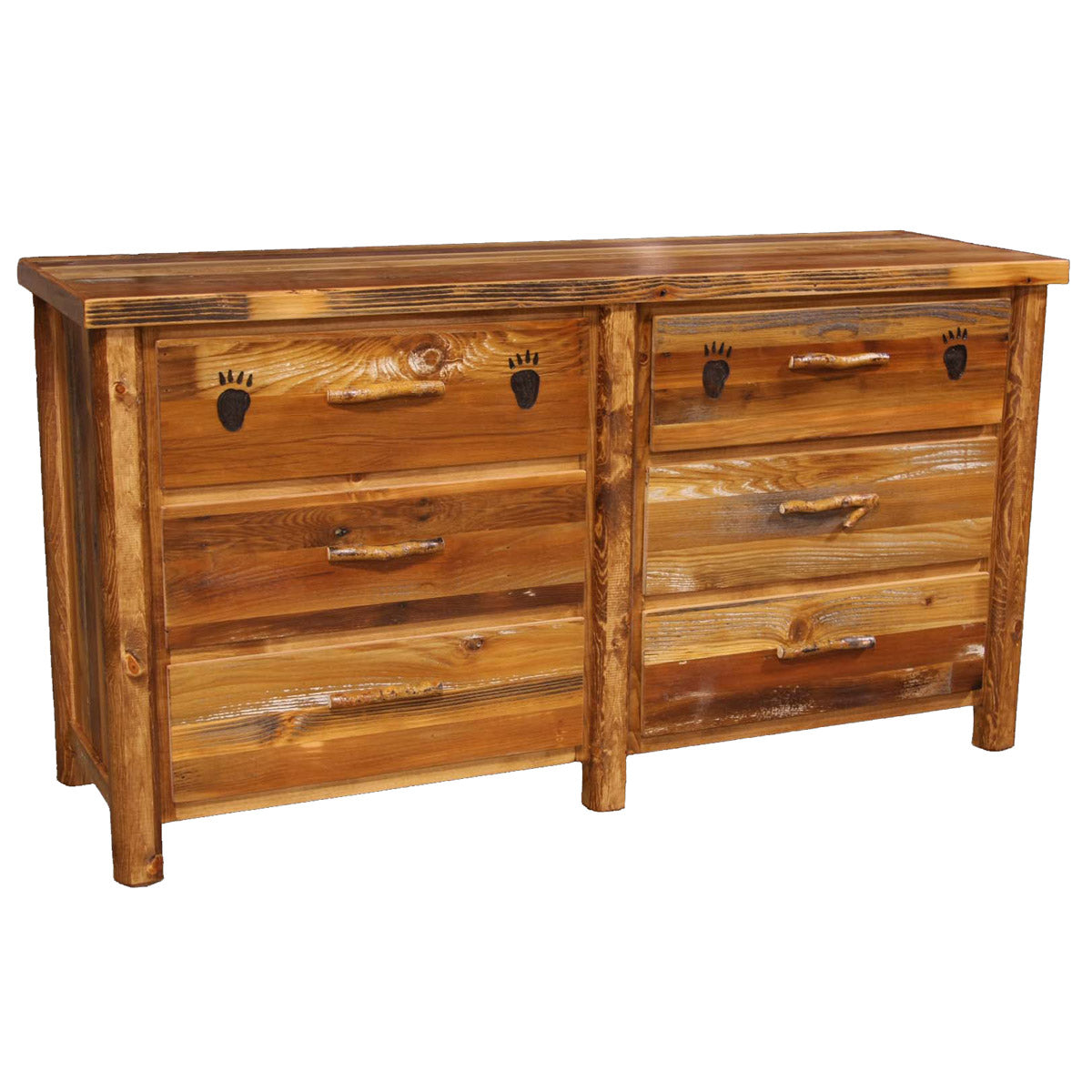Barnwood Round Leg 6 Drawer Dresser