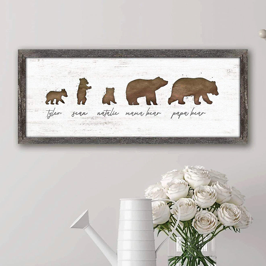 Personalized Bear Family Stretched Canvas - Small