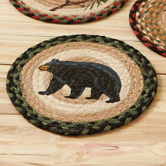 Black Bear Round Jute Trivet