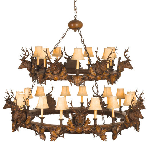 Small Stag Heads Two Tier Chandelier - Large