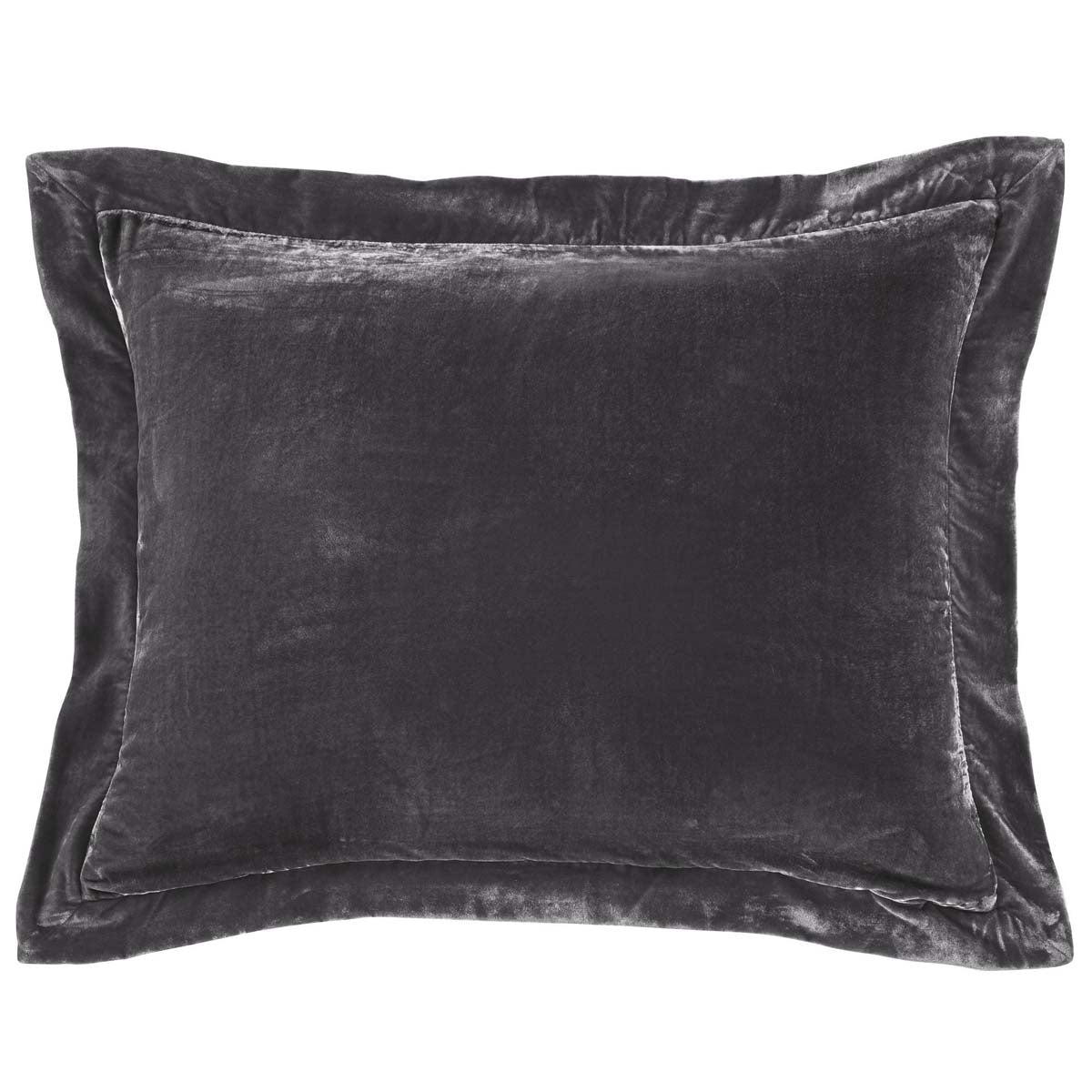 Azure Gray Velvet Flanged Euro Sham