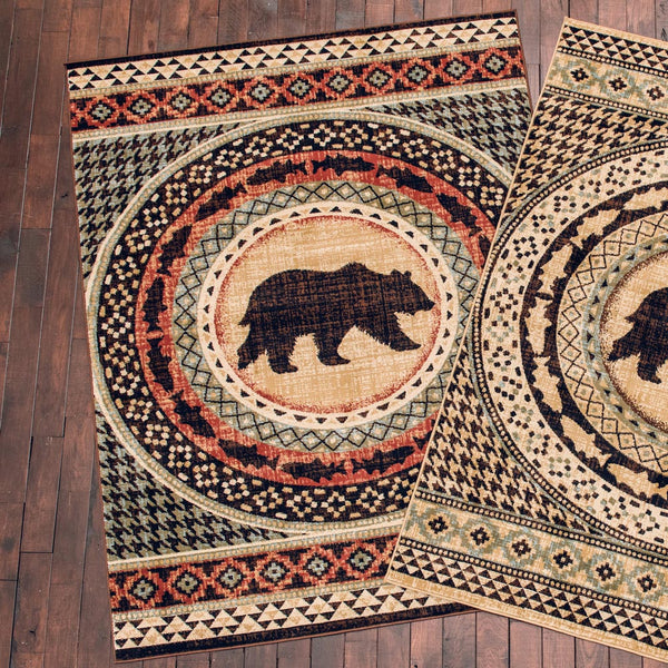 Southwest Circle Bear Terracotta Rug - 2 x 8