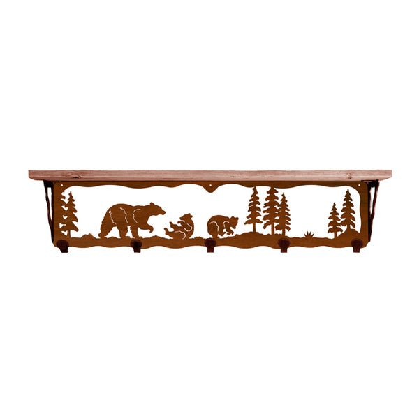 Bear Family 34 Inch Pine Hook Shelf