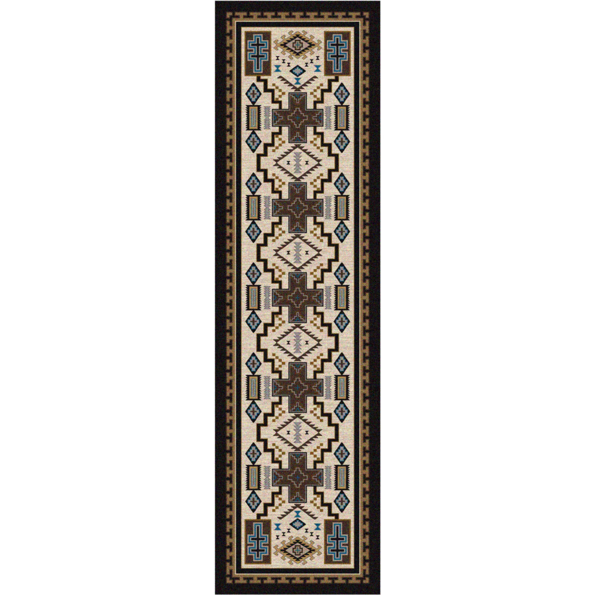 Double Cross Blue Rug - 2 x 8