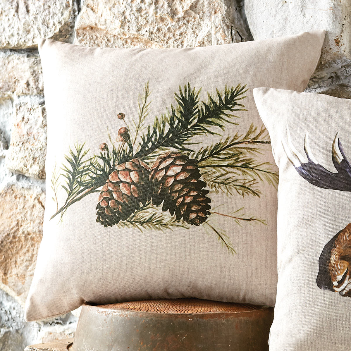 Evergreen Pinecone Outdoor Pillow